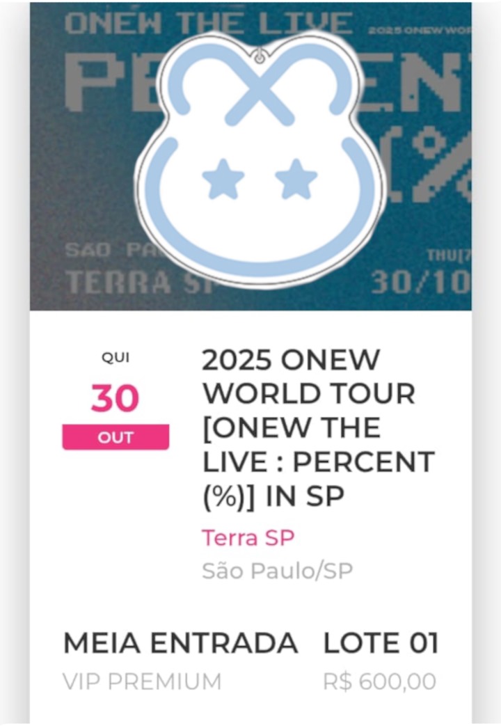 LuartHeitor's tweet image. Vendo meia vip Premium

Show do ONEW 

Por 500,00

Sem as taxas e com desconto de 100,00

Comprei o VVip para tirar foto com o ONEW

Farei intermediação pelo Instagram para segurança de ambas as partes