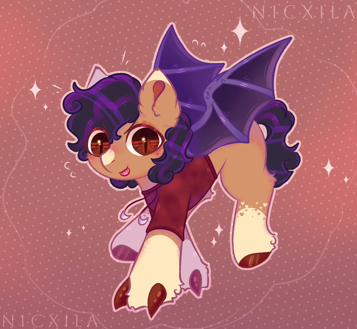 Nicxila's tweet image. Silly bat 🦇✨ #mlpfim #mlpoc 
I also wanted to thank all of you! My art is featured on Derpibooru..
So I don&apos;t really know what to say &amp;lt;33