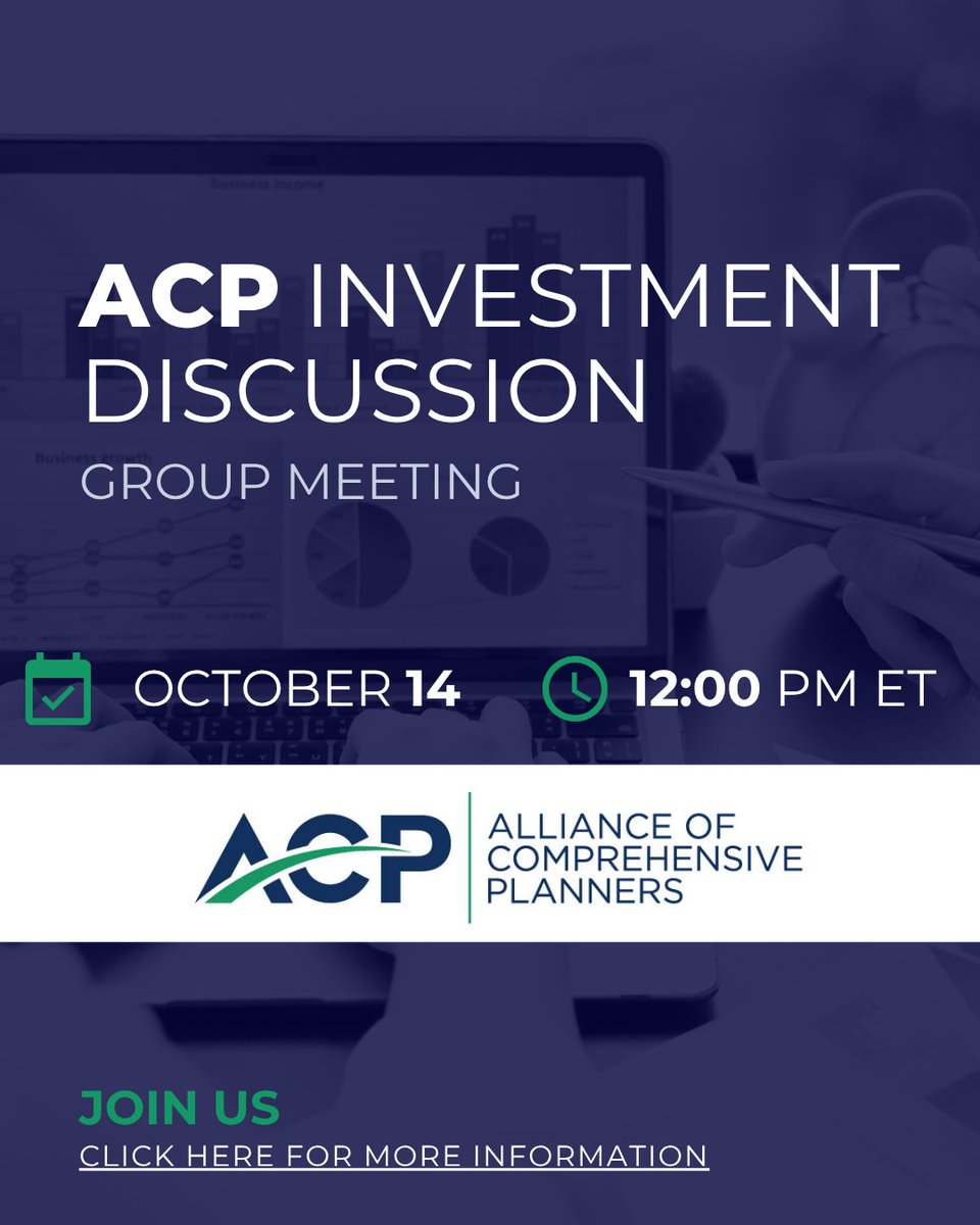 Today at noon! Members, join your ACP Colleagues for a discussion on timely investment topics. Click here to register - lnkd.in/eKb_XTQX