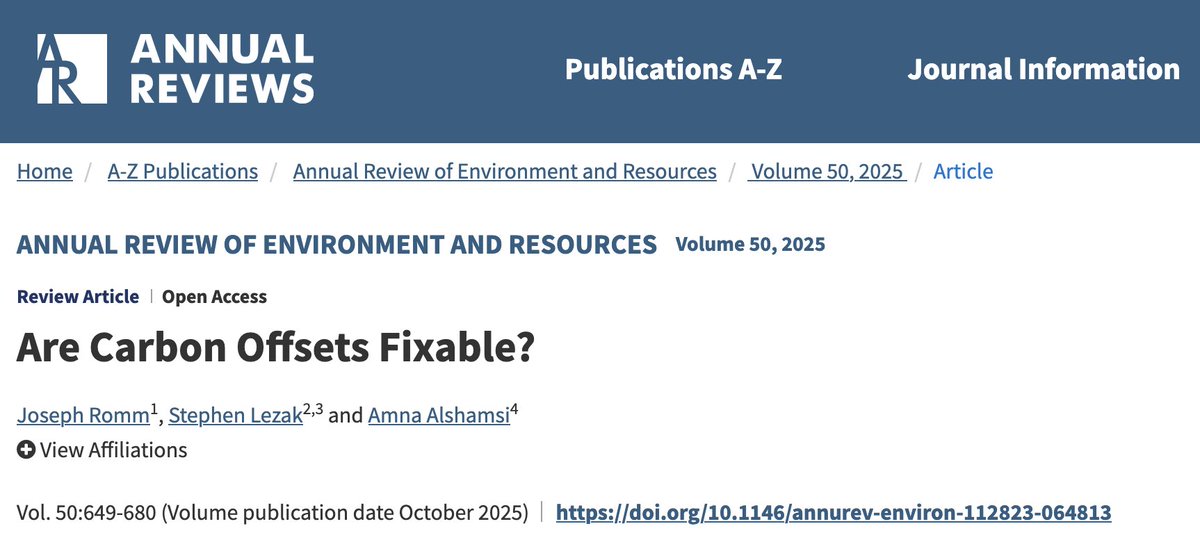 PennCSSM's tweet image. We are excited to share the latest publication from Senior Research  Fellow Dr. Joseph Romm and collaborators titled &quot;Are Carbon Offsets  Fixable?&quot; - read more here: annualreviews.org/content/journa…
@MichaelEMann 
#climatechange #upenn #penncssm #pcssm #carbon