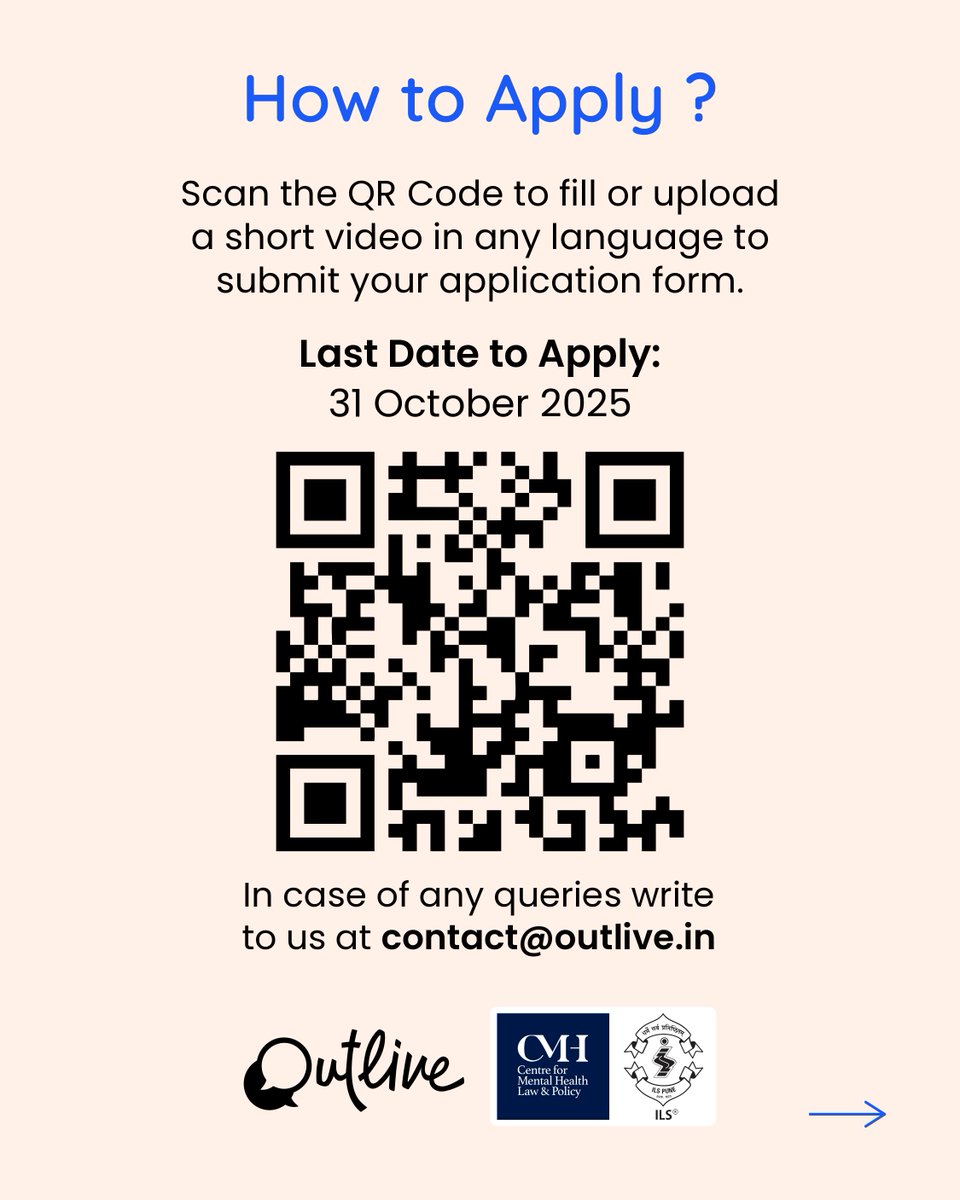CMHLPIndia's tweet photo. 2/2🗓️Apply by 18 October 2025
🔗 Link to apply: https://t.co/mFnMHL4jvo
#YouthLeadership #MentalHealth #OutliveYPAG #youthmentalhealth #suicideprevention #Outlive https://t.co/Z9SXlYg8V1