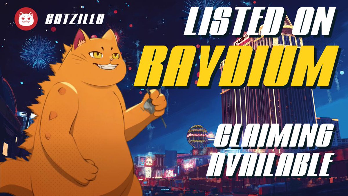 CatzillaToken's tweet image. $CATZILLA IS OFFICIALLY LISTED ON RAYDIUM 🎆🎆🎆

raydium.io/swap/?inputMin…

CA (Contract Address):

cat3tiVK2TzJjxYHshNfmq2bKAhVwaobXWL4kdWNtrv

CATZILLA/SOL address:

2moF5xDsE6q8bzEHt3uxR7c5FxMHuAnbwtVbNPF9nJ8a

Claiming available now!

catzilla.meme/en/profile