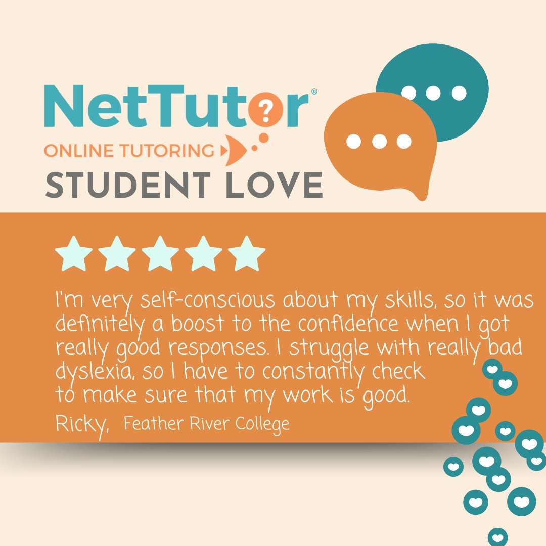 nettutor's tweet image. You&apos;re a strong learner, Ricky! 🧡 We and Feather River College are lucky to be a part of your journey! #NetTutor #StudentLove