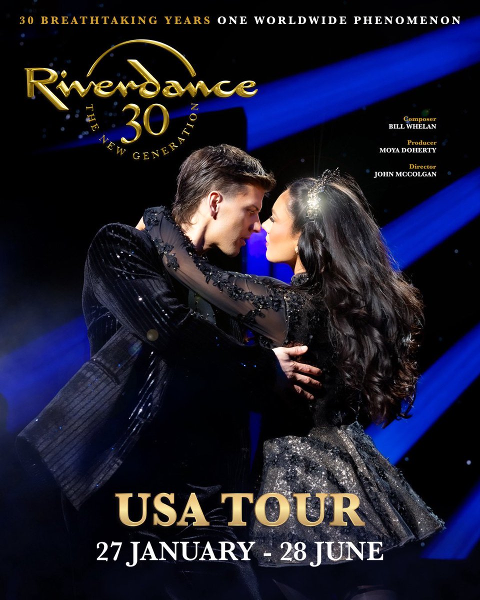 Riverdance's tweet image. Celebrating 30 years of wowing audiences worldwide, ‘Riverdance 30 - The New Generation’ will return to the USA in 2026. 

📆The show is touring 67 American cities from 27 January- 28 June. 

🎟️TICKETS ON SALE NOW:
Riverdance.com