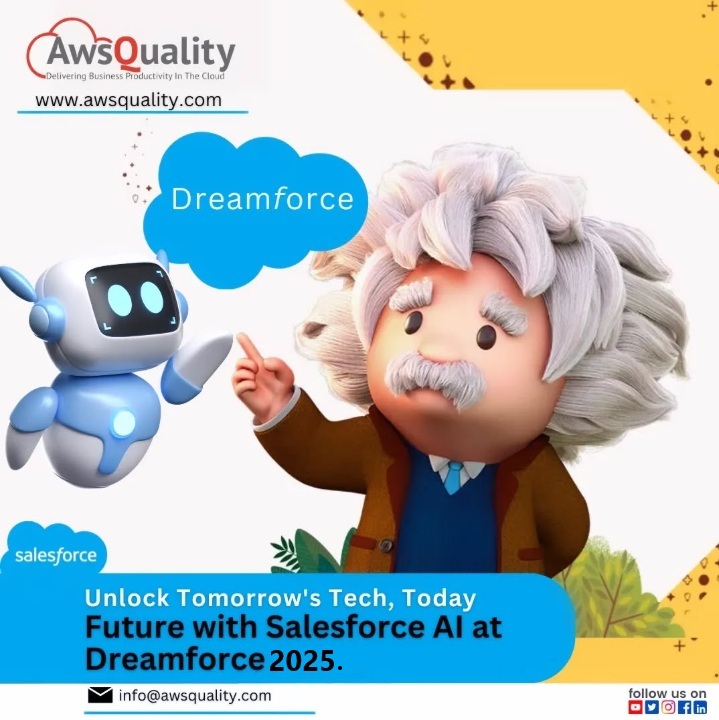 awsquality's tweet image. Get Ready for Dreamforce 2025! 🌟
 
 Visit 🌎awsquality.com or
 contact us at 📧 info@awsquality.com[
 Link in Bio- [awsquality.com/blogs/]
 
 #Dreamforce2025 #SalesforceAI #EinsteinCopilot #DataCloud #FutureTech #CRMStrategy #Networking  #Dreamfest #awsquality