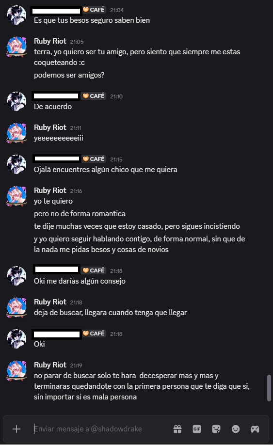 RubyRiotVT's tweet image. Quiero añadir mi experiencia con esta persona, al inicio pensé que tenia una falta de afecto severa y me dio bastante pena, por lo que decidí tolerarlo y darle compañía, pero cada ves se hacia mas difícil, ya que me pedía ser su novio entre 1 y 3 veces al día, cada día pidiéndome…