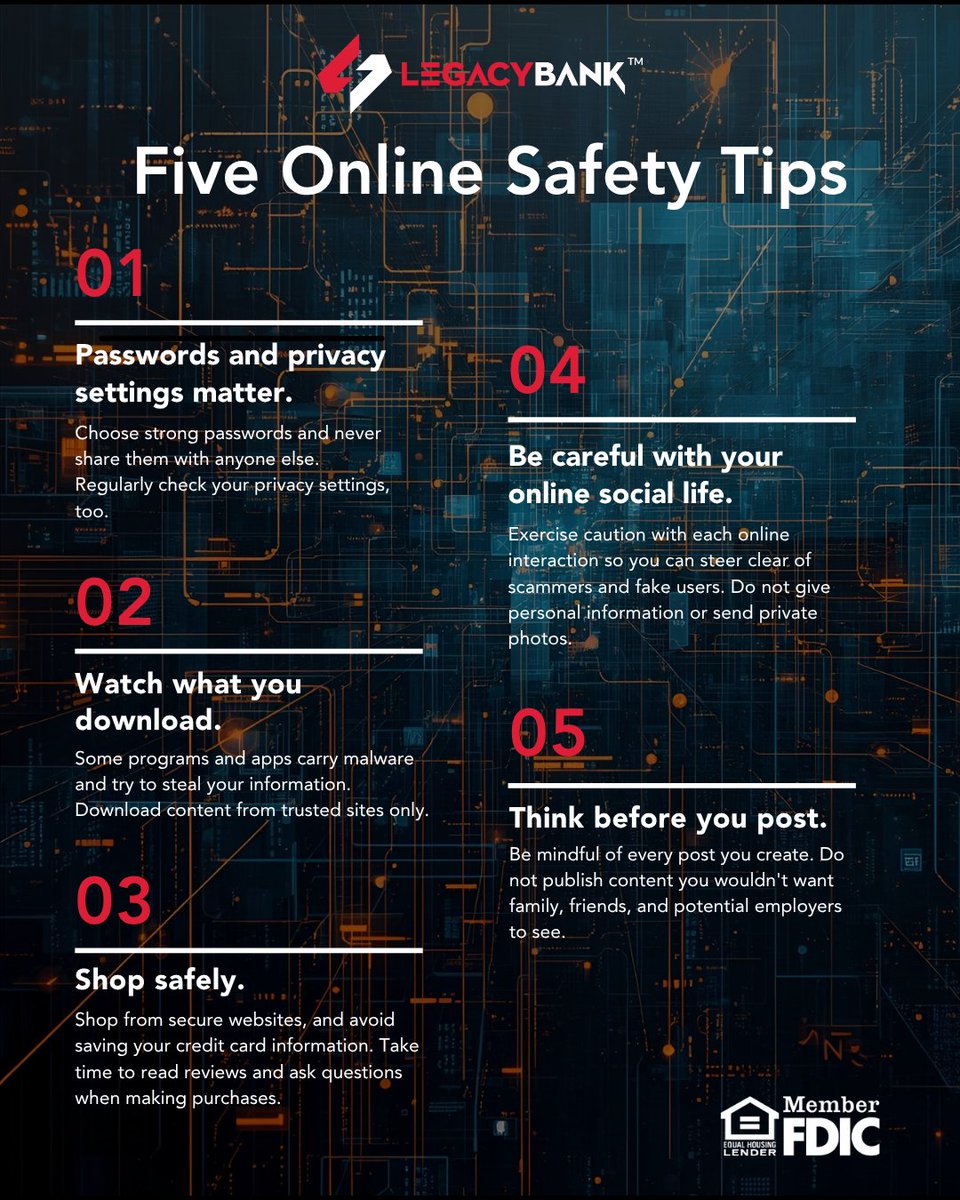 Cybercrime never sleeps. Neither should your defenses. #CyberAwareness #LegacyCares #CyberSecurity #BetterBankingWithLegacy