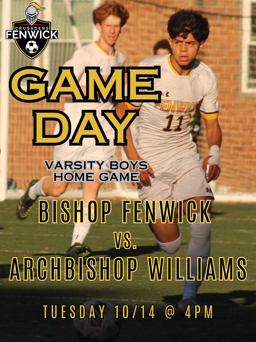 FenwickBVSoccer's tweet photo. Boys Soccer hosts Archbishop Williams today at 4 PM in Peabody.
@We_Are_Fenwick 
@goAWathletics 
@CCLeagueEst1975 
@NickGiannino_GT 
@AboyounMark https://t.co/Y1Mr6VViJb