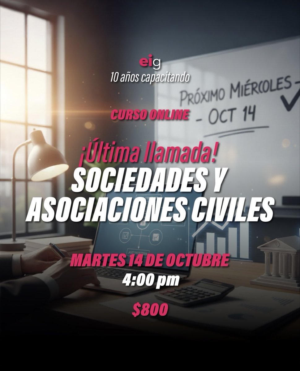 CONTADORFELIX's tweet photo. 👉 ¿Sabías que una sociedad civil podría tributar en régimen general o en régimen simplificado de confianza?
En nuestro curso aprenderás cómo estructurarlas de forma legal y fiscalmente eficiente.
📅 Martes 14 de octubre | ⏰ 4:00 pm | 💻 Online
WhatsApp 2214429832 https://t.co/KVoubEbBo8
