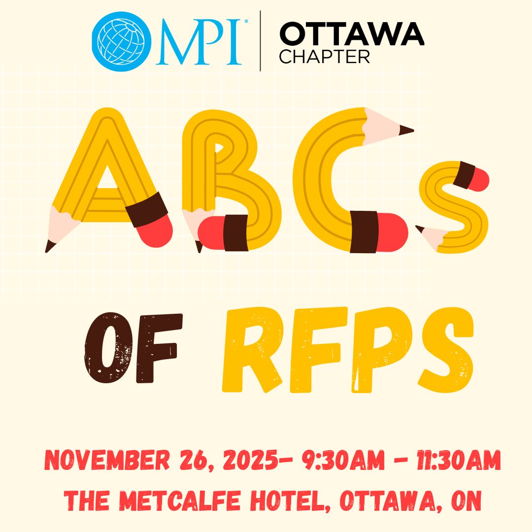 Join us for “The ABCs of RFPs”, an engaging and practical session that demystifies the RFP process from both planner and supplier perspectives.

🗓️ Date: November 26, 2025
⏰ Time: 9:30am - 11:30am
📍 Location: Metcalfe Hotel
Register now: mpi.org/chapters/ottaw…