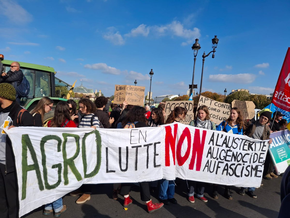 fbarusseau's tweet image. 🎯Ce 14 octobre à Paris, aux côtés de la Confédération paysanne contre l’accord UE-Mercosur.
Non à la concurrence déloyale, oui à une agriculture juste, locale et durable.