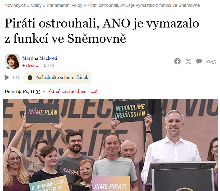 Po roce 1989 se to ještě NIKDY nestalo. Pokud nepočítám komunisty hned po Sametové revoluci. ANO s dalšími stranami se snaží co nejvíce omezit činnost Pirátů, jenže pro Piráty je to naopak motivace navíc a výsledek bude opačný, než si přeje někdo z ANO či ODS :))) Ačkoliv