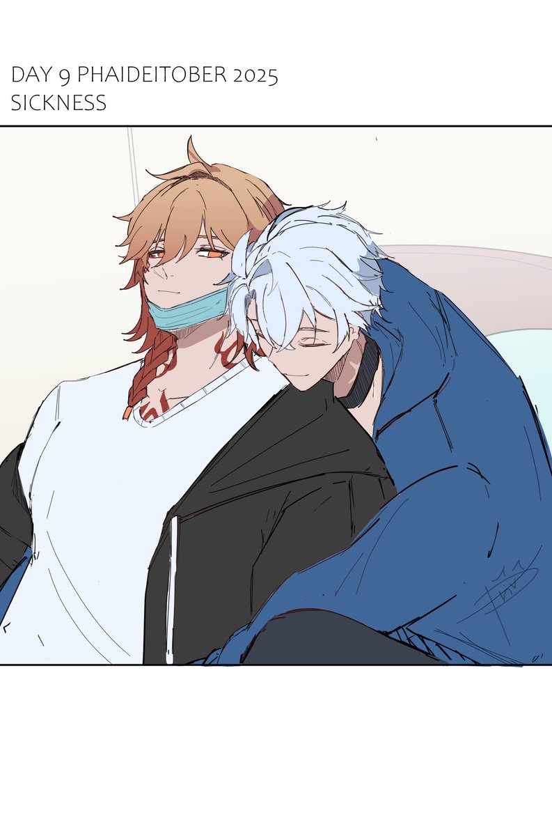 privinprivate's tweet image. Day 9: Sickness
"You feel so warm, Mydei."
"...You know you'll catch my flu, right?"
"Don't care."
#PhaiDeitober2025 #phaidei