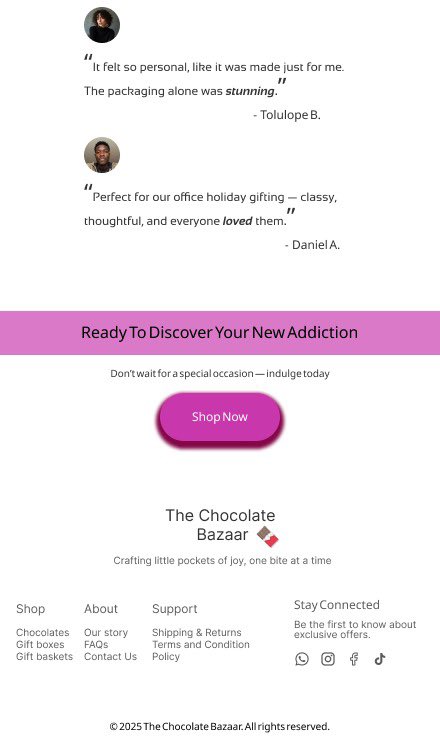 nuratt_yusuff's tweet image. I designed my first ever landing page as a @TechCrushHQ student. The design features a playful and indulgent feel with purple accents to reflect the brand’s color and identity 🍫💜
#UIDesign #TechJourney