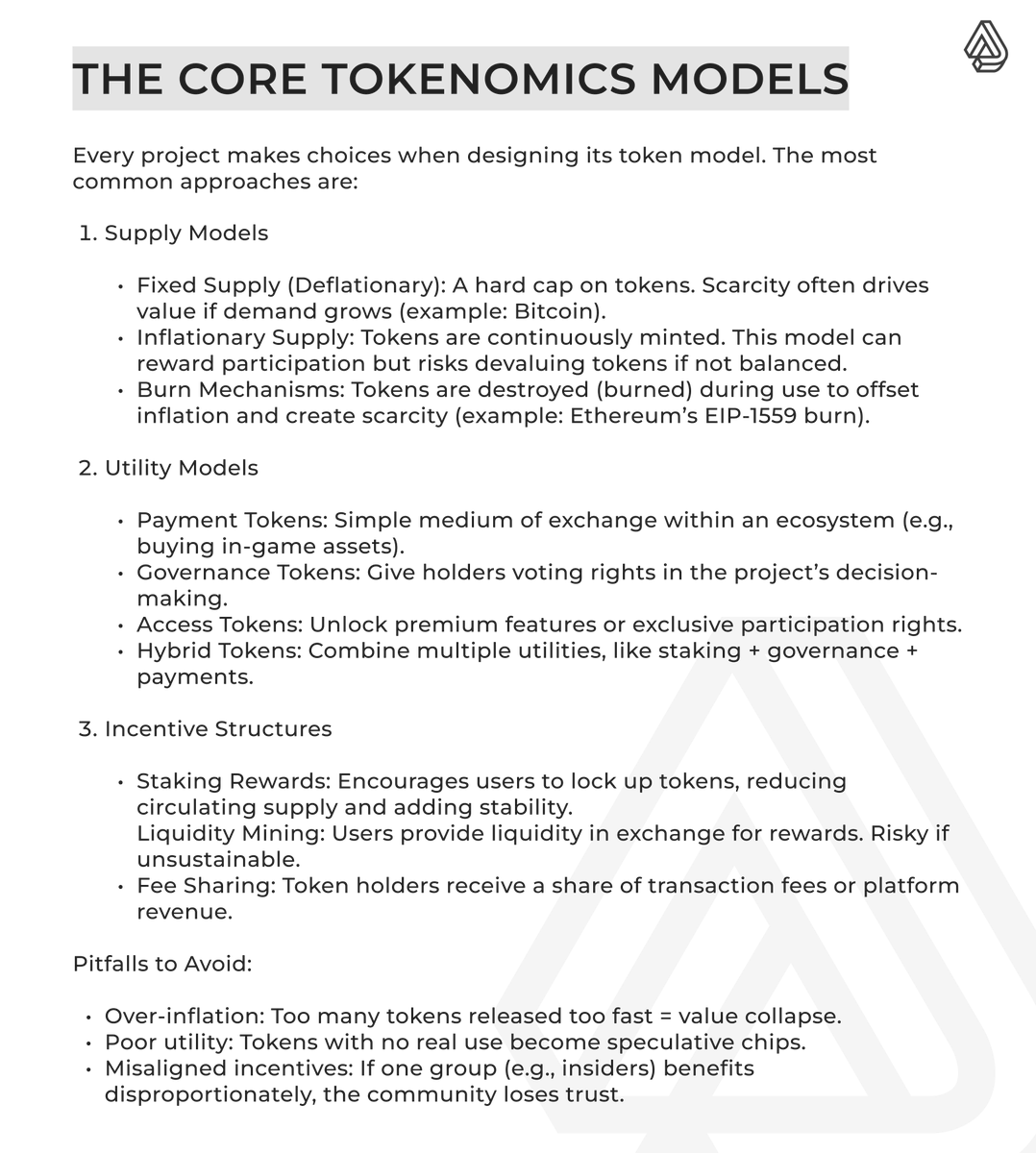Ajna_VC's tweet photo. 3/ Every crypto project designs its own economic DNA.

Bitcoin built scarcity.
Solana built incentives.
Ethereum built balance.

The strongest economies blend all three - balancing growth, utility, and scarcity.

👇Drop a project you think has flawless tokenomics. We’ll feature a few in our next Ajna Thesis Note.