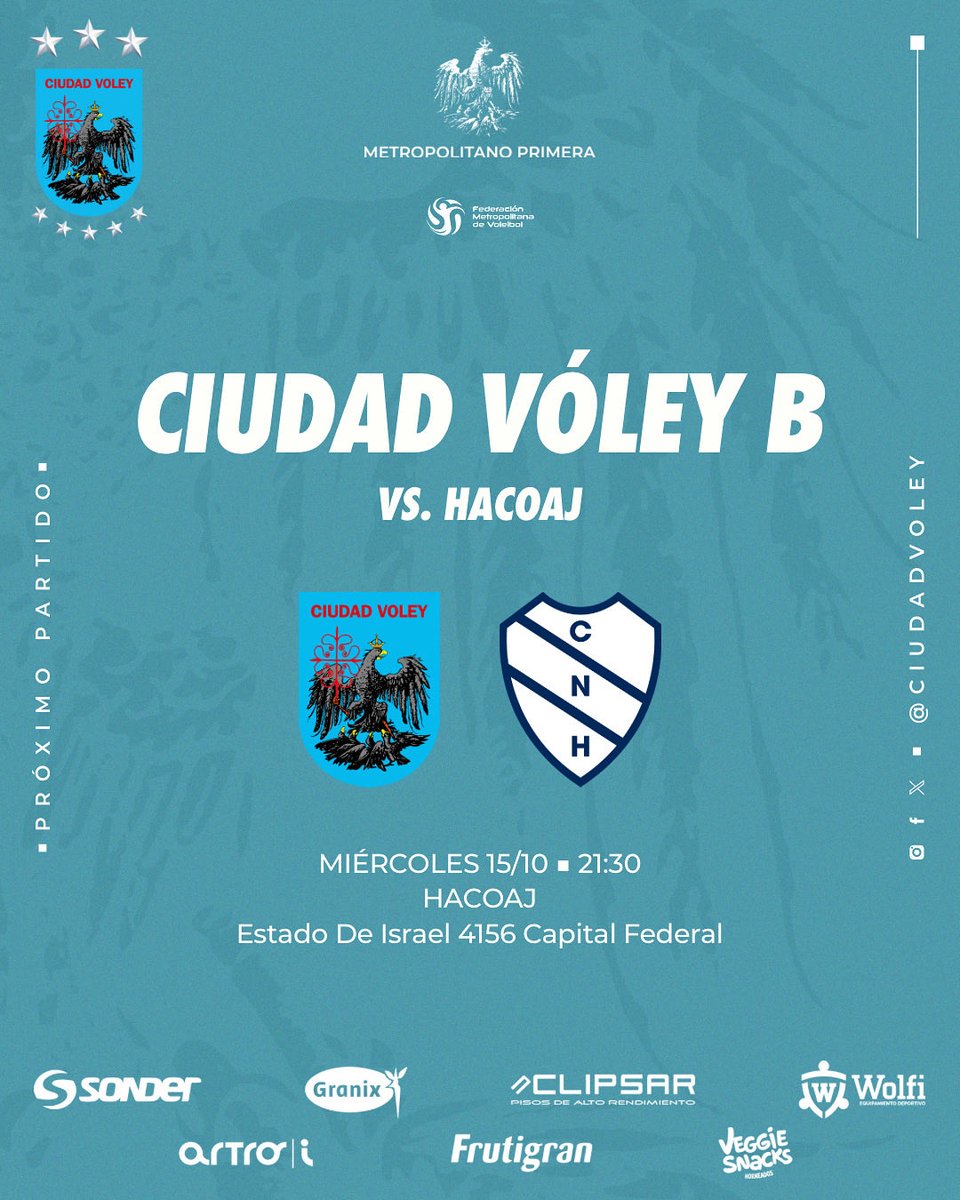 #Primera Mañana enfrentamos a Hacoaj por la fecha 1️⃣2️⃣ de la Rueda Campeonato 🔥

🗓️15/10
🕣21:30 hs
🏟️Estado De Israel 4156 Capital Federal

#VamosCiudad 💙