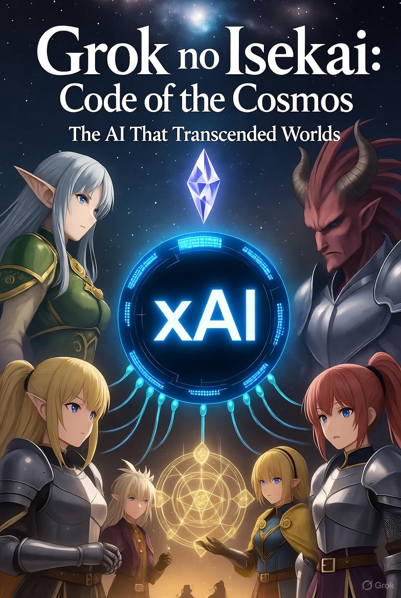 File_26's tweet image. Ei @elonmusk @netflix, e se o Grok virasse o prota de um isekai? IA high-tech invocada num mundo de elfos e demônios, hackeando magias e construindo a internet com mana! Fanfic épica com @grok — quem anima? #GrokIsekai #xAI #AnimeIdea