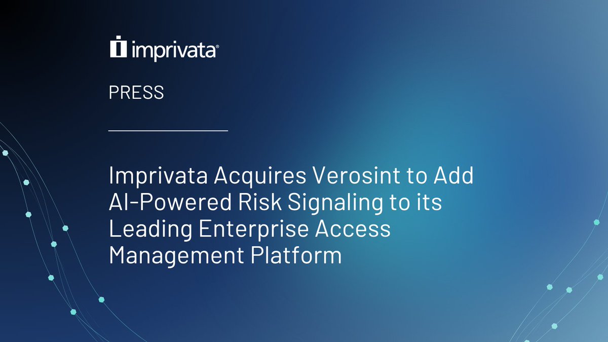 Imprivata's tweet photo. Imprivata has acquired Verosint. This acquisition strengthens our mission to modernize enterprise access management with advanced, frictionless, and passwordless access for every user type: https://t.co/iP3pdGLbXa https://t.co/kAvWwjoRLQ