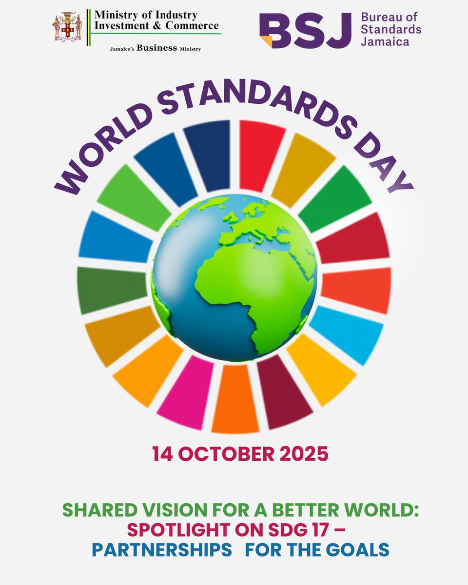 StandardsJa's tweet photo. Happy #WorldStandardsDay! 🎉
Standards connect people, systems and nations — building trust through quality.
This year we focus on SDG 17: Partnerships for the Goals 🤝🌎
Together, we raise standards for a better world.
#BSJ #WorldStandardsDay2025 #StandardsInAction #SDG17 https://t.co/vWKHGW75p4