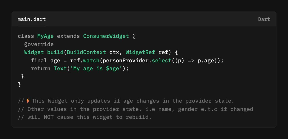 samshot_01's tweet image. I just stumbled on something in Riverpod that made me go:
“Wait… how did I not know this existed?” 😅
You can actually partially listen to providers using .select() — meaning your widgets only rebuild when the property you care about changes 👇
#flutterdev #riverpod