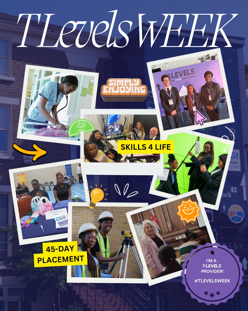 It’s Day 2 of #TLevelsWeek - celebrating #Day2ProgressionPaths! 🌟

As a proud T Level provider, LR6 offers courses in Digital, Education, Construction, Legal &amp; Health. Our students gain real industry experience with employers like Lloyds, Guy’s &amp; St Thomas’ NHS &amp; Berkeley Group