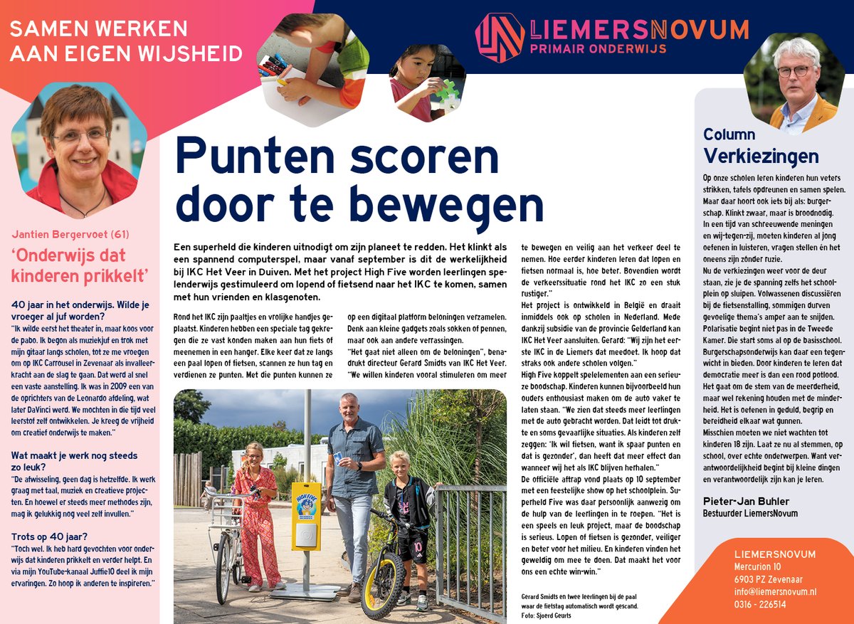 Lopen, fietsen en punten scoren op IKC Het Veer in Duiven. High Five maakt bewegen leuk én leerzaam.
Op IKC Carrousel viert Jantien Bergervoet haar 40-jarig jubileum.
Vandaag in de nieuwsflits van LiemersNovum, morgen in de krant.
#LiemersNovum #onderwijs #Duiven #Zevenaar
