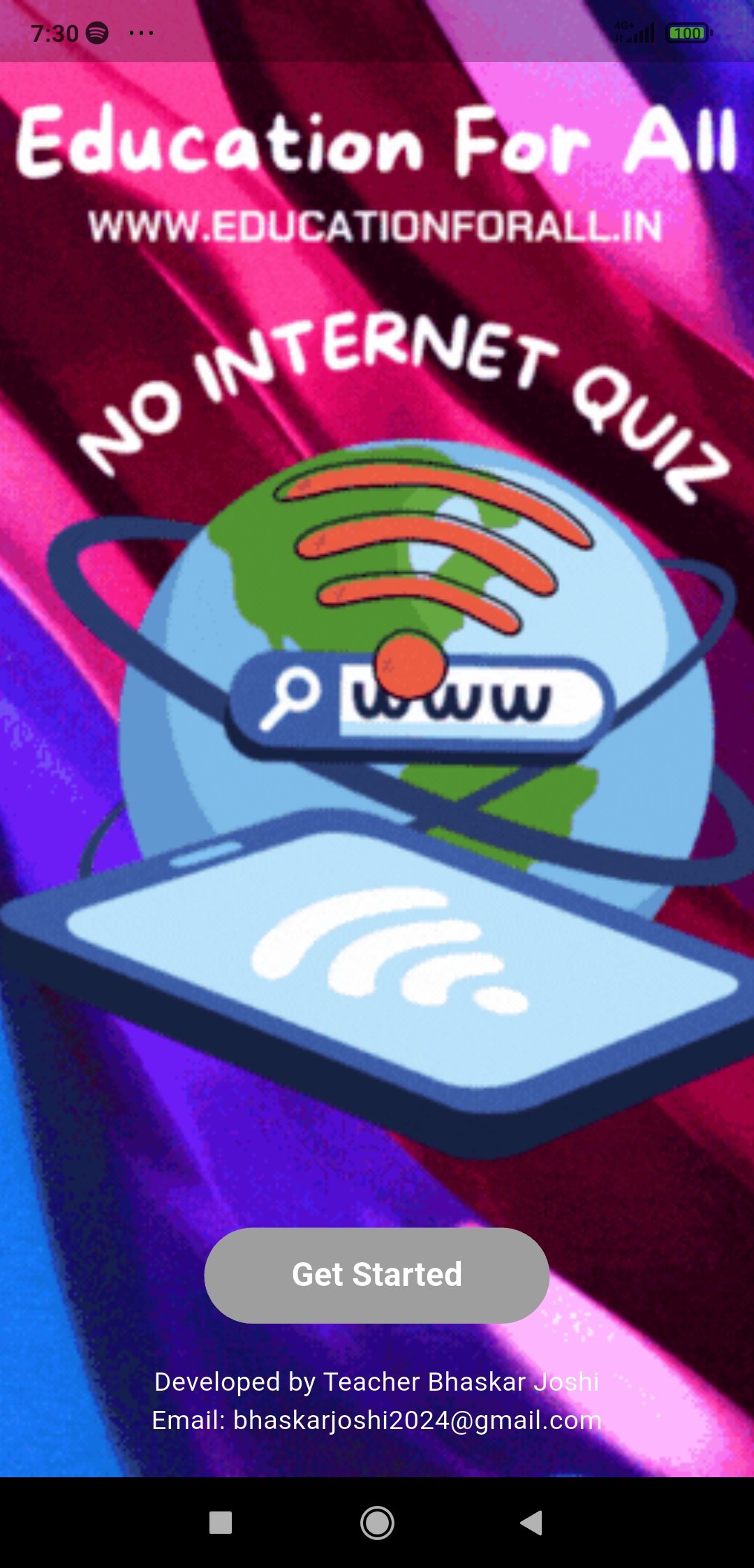 Bhaskar Joshi on X: "No internet Quiz - नया ऐप बनाया है कृपया करके गूगल  प्ले स्टोर से अवश्य डाउनलोड करके रिव्यू अवश्य करिए , बिना इंटरनेट के प्रयोग  से यह ऐप