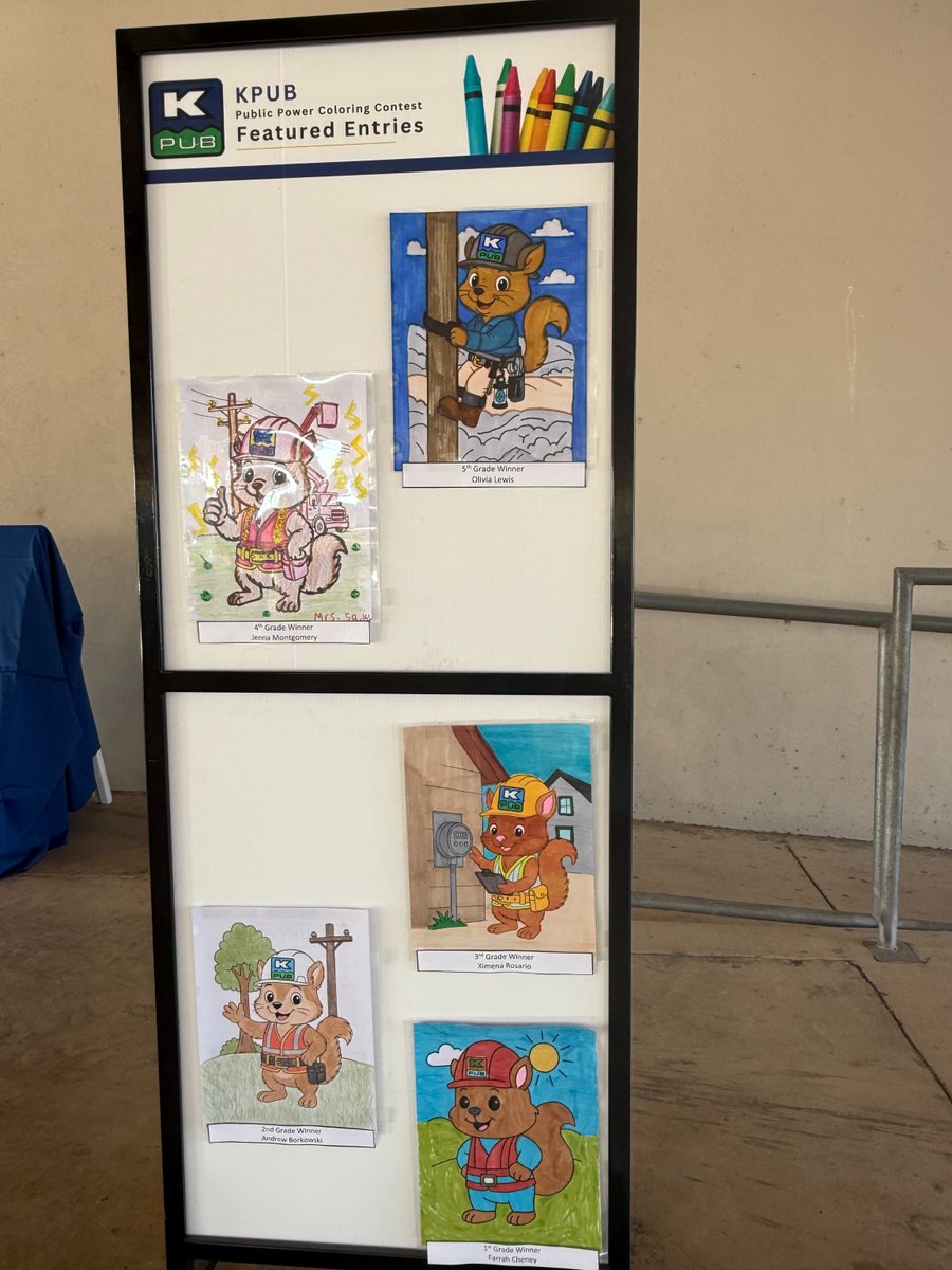 KerrvillePUB's tweet image. 🏆 KPUB’s 2025 #PublicPowerWeek Coloring Contest Winners! 🎨✨

🏆 1st Grade: Farrah Cheney 
🏆 2nd Grade: Andrew Barkowski 
🏆 3rd Grade: Ximena Rosario 
🏆 4th Grade: Jenna Montgomery
🏆 5th Grade: Olivia Lewis

So proud of these talented young artists! 💚
#communitypowered