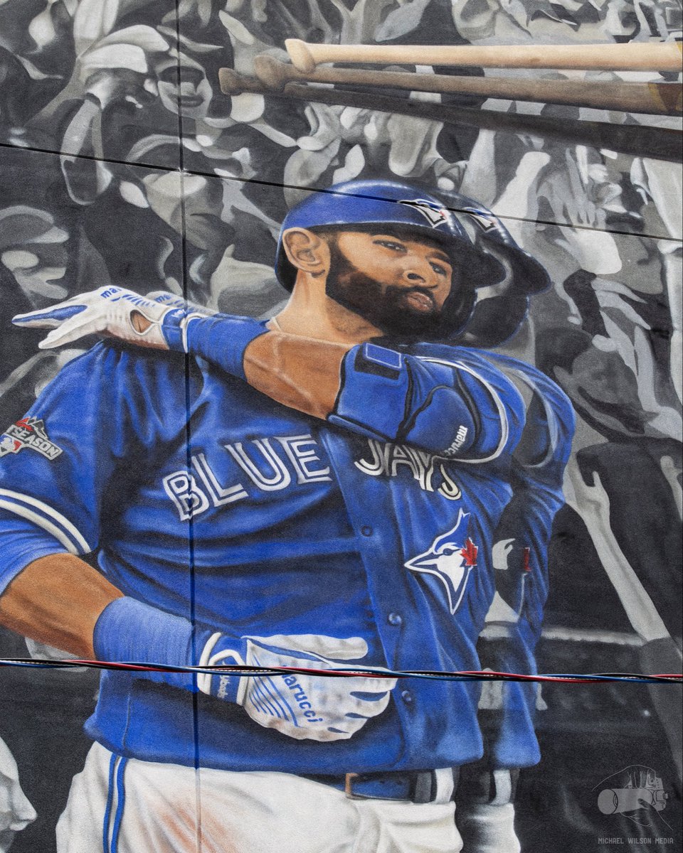 10 years ago today, <a href="/JoeyBats19/">Jose Bautista</a> gave us his iconic bat flip in the ALDS!  Thanks to <a href="/JustSumartist/">sumartist</a> for painting this mural at 99 Spadina Avenue in Toronto of one of the best moments in <a href="/BlueJays/">Toronto Blue Jays</a> history!

#BlueJays #JoseBautista #LightsUpLetsGo #WANTITALL #Toronto #Canada