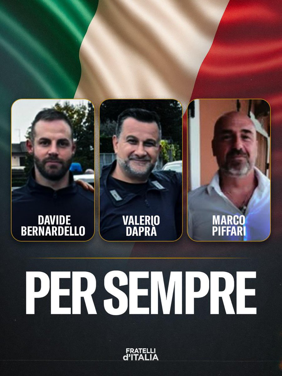 Tre servitori dello Stato oggi ci hanno lasciato adempiendo al proprio dovere, con coraggio e dedizione.

Alle famiglie e a tutta l’Arma dei Carabinieri va la nostra vicinanza e il nostro cordoglio. A loro, il nostro pensiero e la nostra gratitudine.