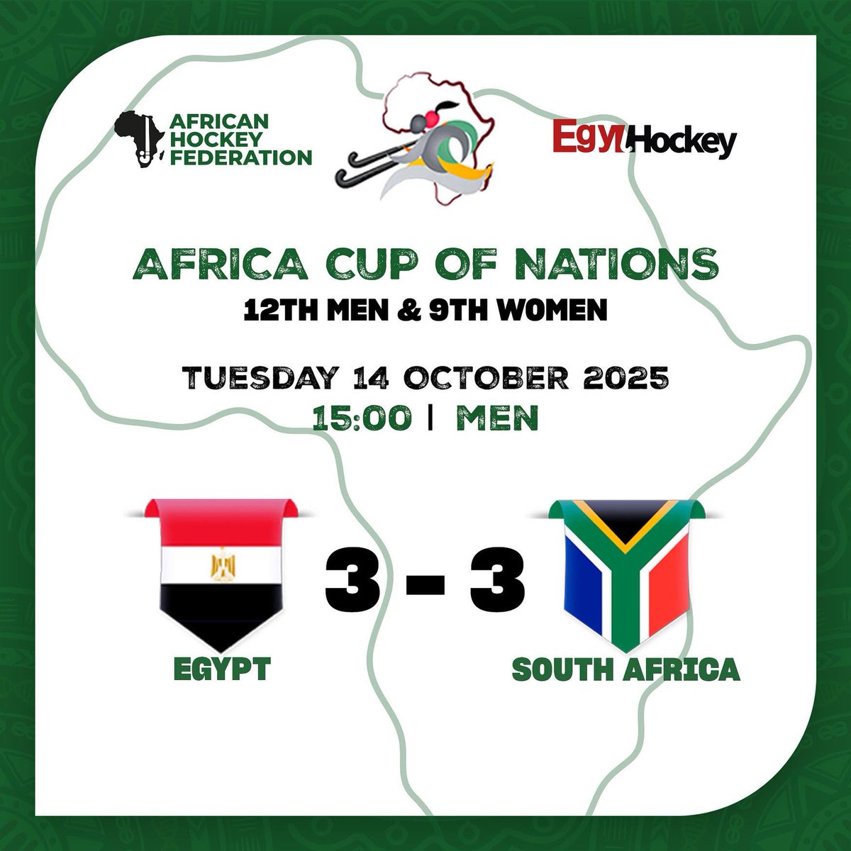 TeamsEgypt's tweet image. المنتخب الوطني يتعادل مع جنوب إفريقيا 3-3 ضمن الدور الأول لكأس الأمم الإفريقية للهوكي الأرضي رجال الإسماعيلية 2025.
المباراة التالية ضد زامبيا غدًا الأربعاء.
#TeamEgypt
#FieldHockey
#ACN2025