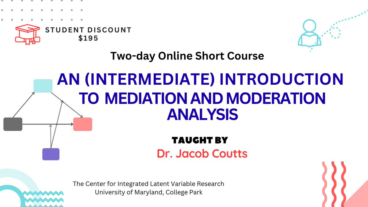 QMMSatUMD's tweet image. We have a new 2-day online short course covering intro-to-intermediate mediation and moderation!
umd-cilvr.catalog.instructure.com/courses/mediat…
Join Jacob Coutts (@jacobjcoutts) synchronously and/or asynchronously, November 6-7, 2025. Student discount available.