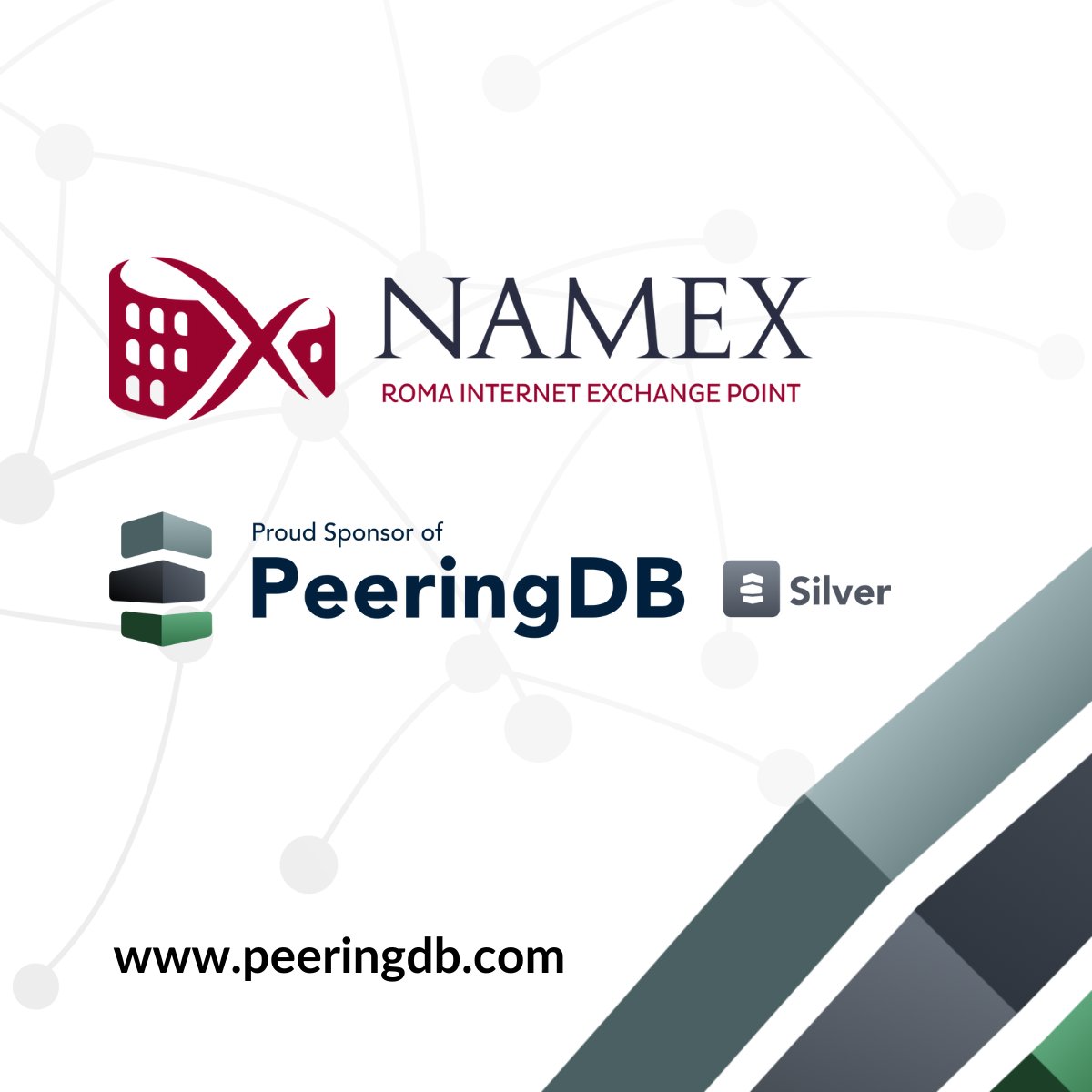 Thanks to returning Silver sponsor <a href="/namex_ixp/">Namex_IXP</a>! Sponsorships support the #peering community by keeping PeeringDB running and funding new feature development for #interconnection. Check out their information here: peeringdb.com/org/2136.