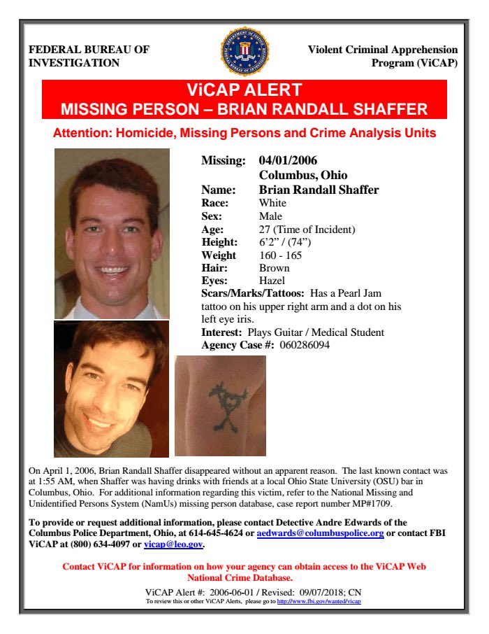 In April 2006, Brian Shaffer disappeared from the Ugly Tuna Saloona in Columbus, Ohio. His mysterious disappearance has generated a lot of crazy rumors and theories. Tune in to hear the details!

bit.ly/4pSZIva