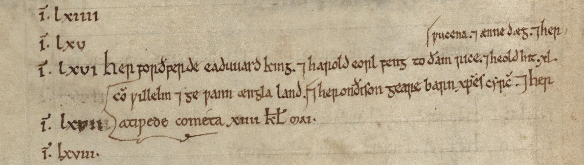 On the anniversary of the #BattleofHastings we offer this entry from <a href="/ParkerLibCCCC/">The Parker Library</a>  MS 173, the oldest extant copy of The Anglo-Saxon Chronicles.