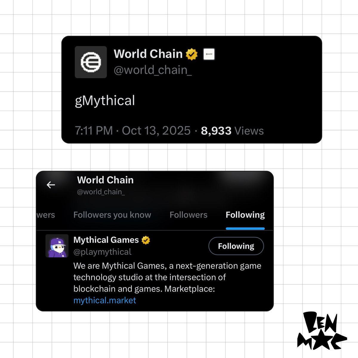 BenMac (@benmac_off) on Twitter photo Looks like @PlayMythical could launch a mobile game on World Chain!
They are the creators behind mobile hits like Pudgy Party or FIFA Rivals with millions of downloads.
Feels like a great fit for the mini app ecosystem of the World App… Looks like @PlayMythical could launch a mobile game on World Chain!
They are the creators behind mobile hits like Pudgy Party or FIFA Rivals with millions of downloads.
Feels like a great fit for the mini app ecosystem of the World App…