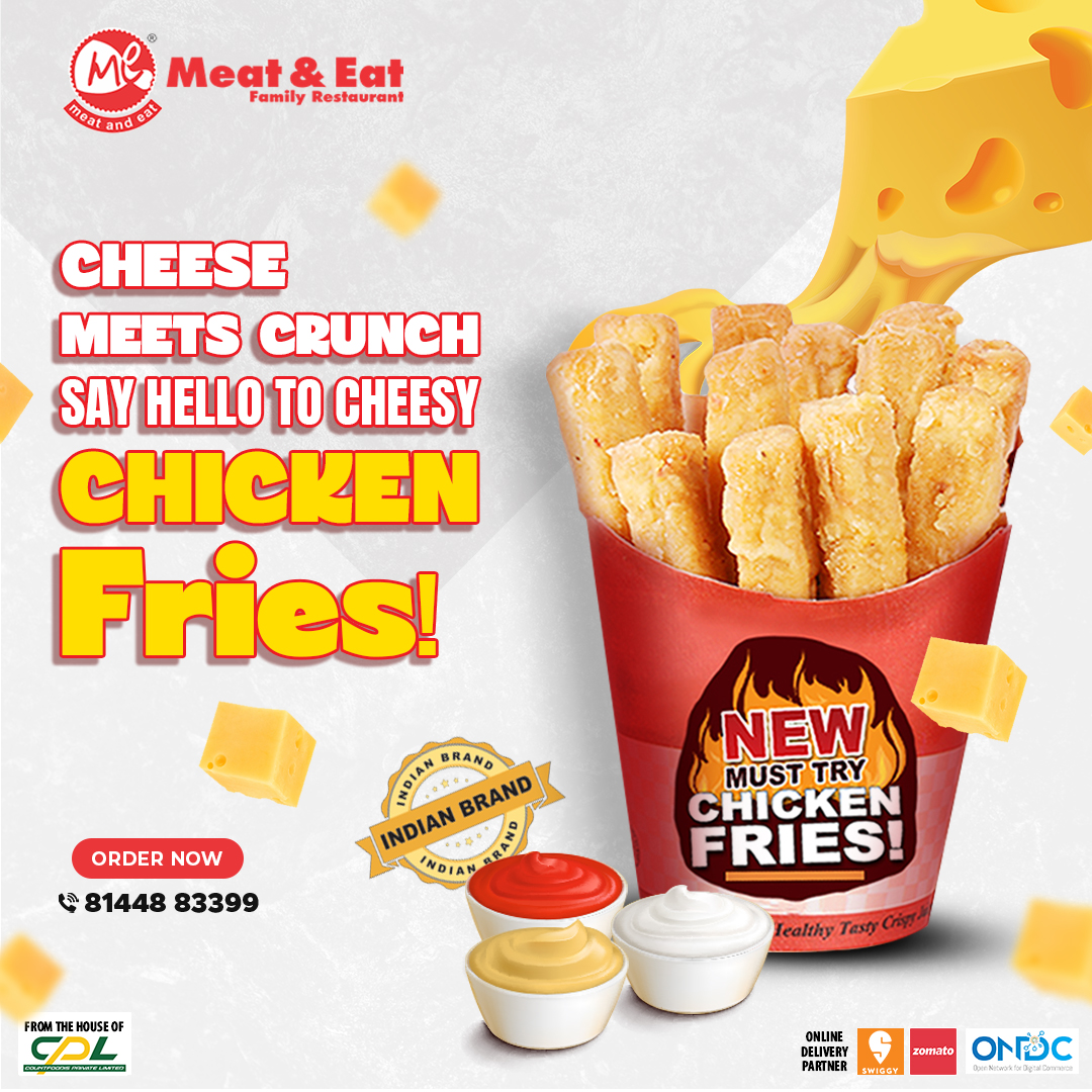 #CheesyChickenFries #ChickenFries #CheeseLovers #CrispyAndCheesy #SnackGoals #FoodieFavourites #CrunchyDelight #ChickenLovers #MeltyGoodness #SnackTime #YummyEats #FoodCravings #FoodieVibes #EatGoodFeelGood #IrresistibleTaste #SnackAttack #Foodstagram #MeatAndEat #MeSpecials