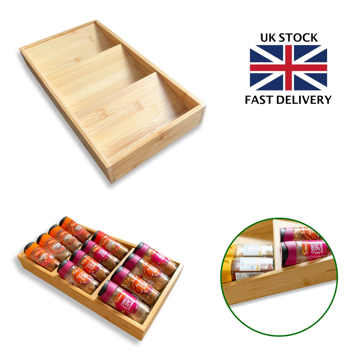 Easy way to organise, stylish wooden #drawer organiser #spice rack - perfect for your home #Wooden #Green with Style ☞ Amazon: amazon.co.uk/dp/B0C4YLWWWB ☞Ebay: ebay.co.uk/itm/3145838482…