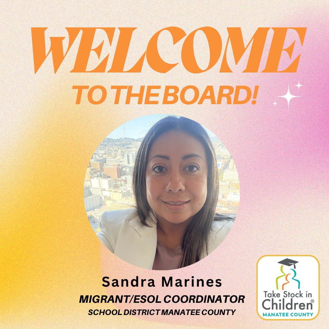 TakeStockManatee (@tsicmanatee) on Twitter photo Join us in welcoming Sandra Marines, the Migrant/ESOL Coordinator for the School District of Manatee County, to the Take Stock in Children of Manatee County Board of Directors! #TSICManatee Join us in welcoming Sandra Marines, the Migrant/ESOL Coordinator for the School District of Manatee County, to the Take Stock in Children of Manatee County Board of Directors! #TSICManatee