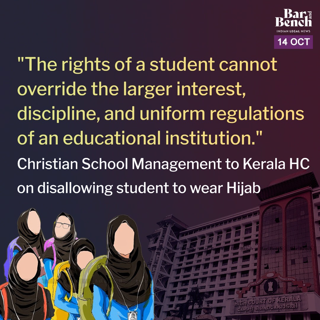 barandbench's tweet image. Hijab school uniform row: Kerala High Court grants police protection to Christian management school

Read more: barandbench.com/news/hijab-sch…