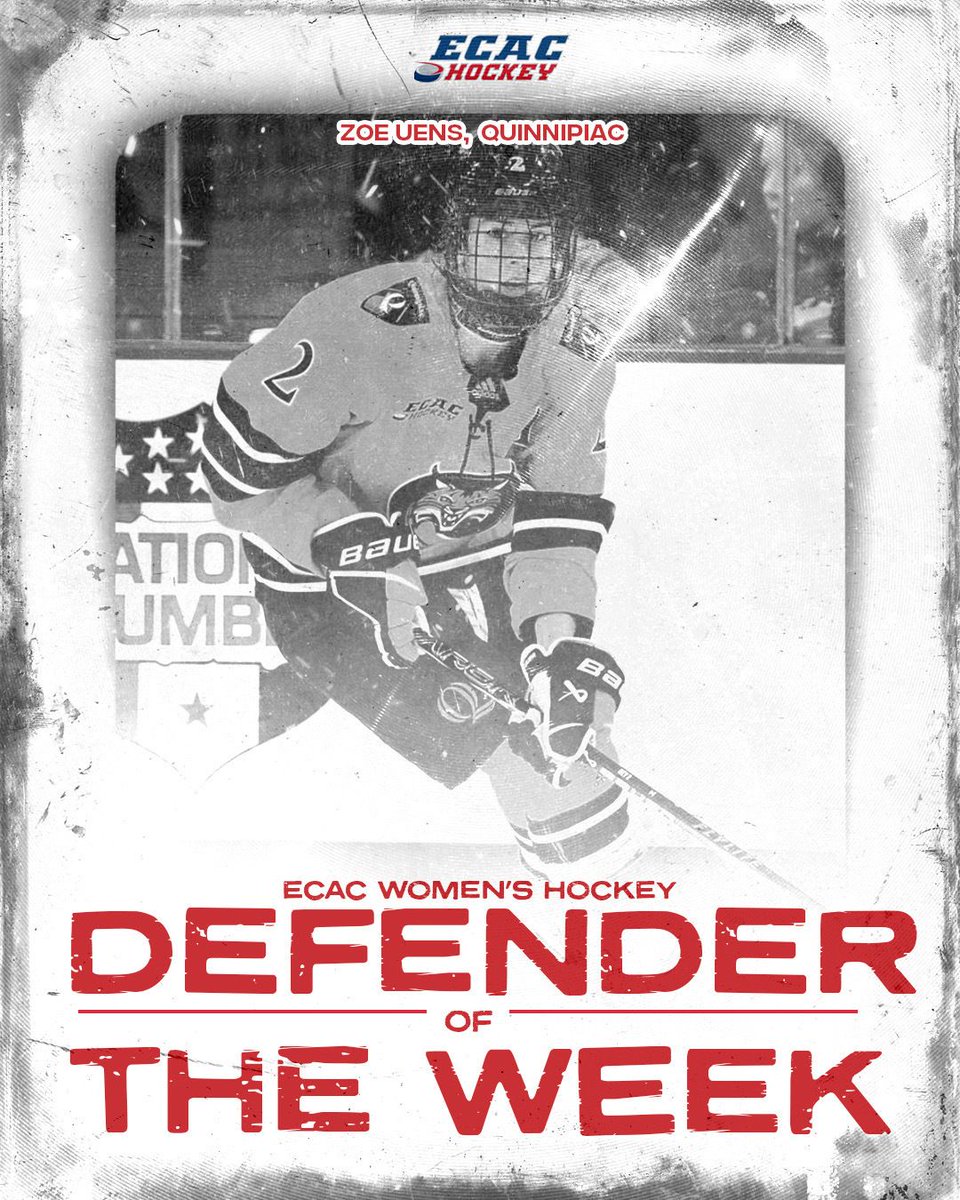 <a href="/bluebirdhotels/">Bluebird Hotels</a> <a href="/ColgateWIH/">Colgate Women’s Hockey</a> <a href="/LDevilettes/">London_Devilettes</a> Our Defender of the Week is Zoe Uens, who had a game-winning power play goal and an assist for <a href="/QU_WIH/">Quinnipiac Women's Ice Hockey</a> this weekend!

<a href="/JrIceWolves/">KGN Jr. Ice Wolves</a> 

#ECACHockey