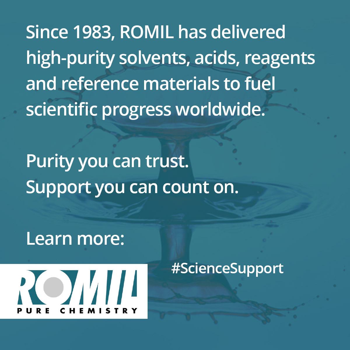 ROMIL_Ltd's tweet image. Since 1983, ROMIL has delivered high-purity solvents, acids, reagents and reference materials to fuel scientific progress worldwide.

Purity you can trust. Support you can count on.

Learn more: ow.ly/xH5s50X9Epr

#ScienceSupport