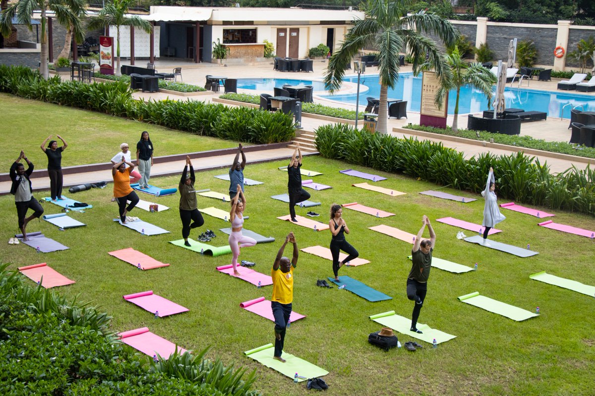 The Embassy organised a Yoga Session for betterment of physical and mental health in the lawns of Bravia Hotel.