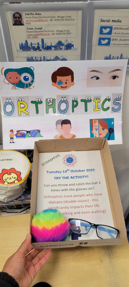WXOrthoptics's tweet photo. Happy AHPs Day!! We've been raising awareness for Orthoptics by asking staff in the Eye Treatment Centre to catch a ball with diplopia - proving tricky for most 🤪👀

#AHPsDay #AHPsDay2025 https://t.co/2rdoQkvx5j