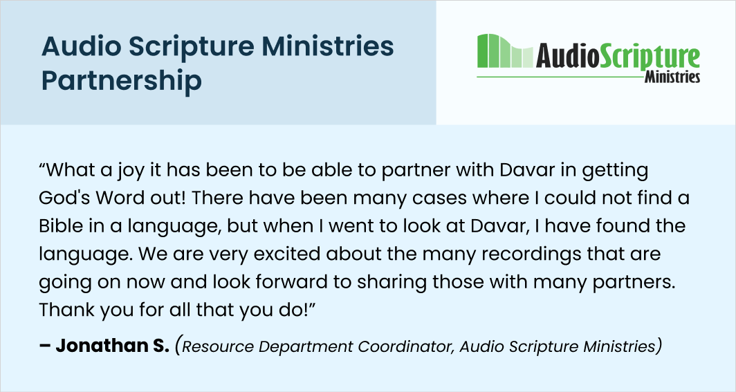 DavarAudioBible's tweet photo. THANKFUL FOR PARTNERSHIPS! 
@audioscripture
#AudioBibles #AudioScripture #ListenLearnLive https://t.co/AjCwwROwKQ