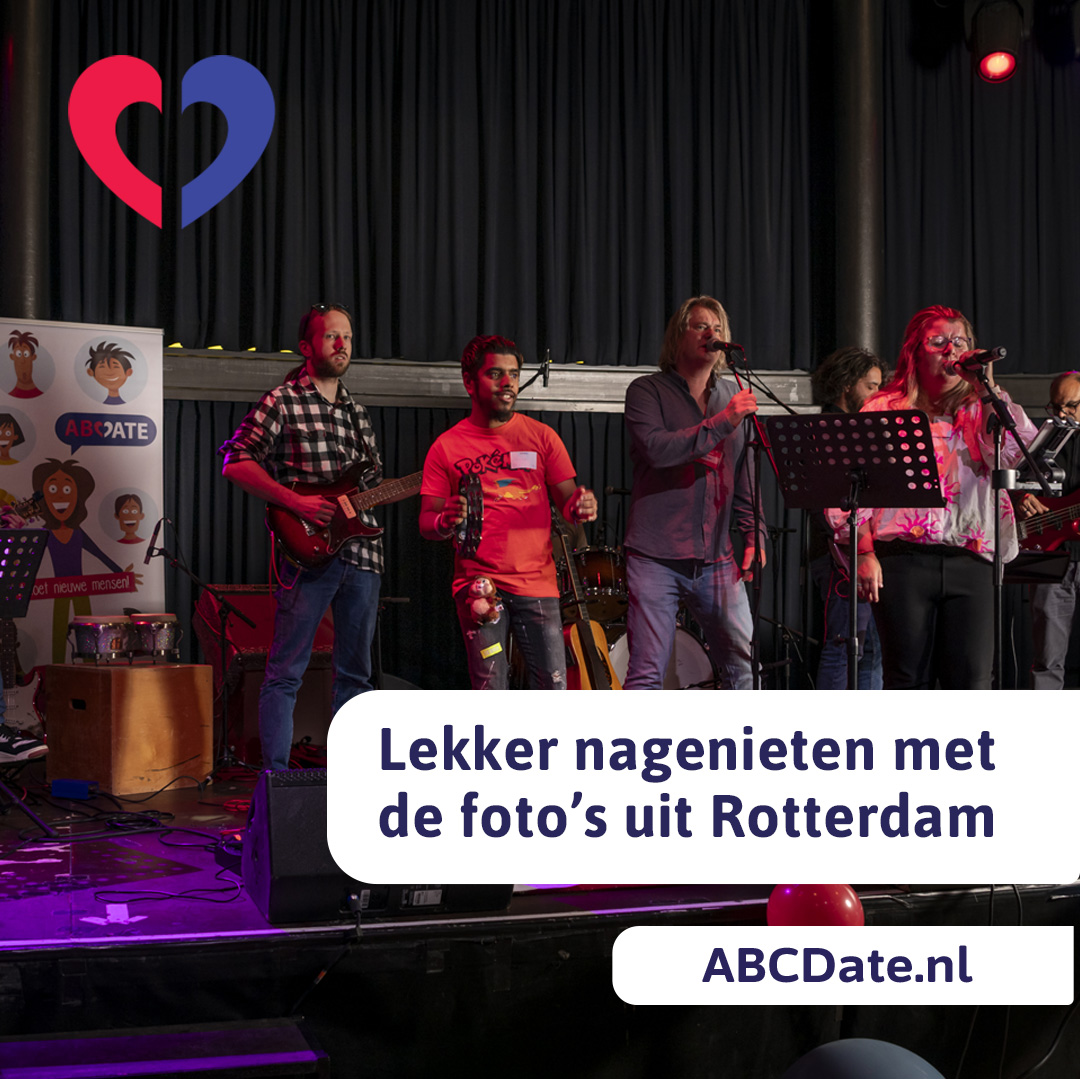 Heb je ook meegezongen en gedanst met de ABCDate Vriendenband in Rotterdam? Lekker nagenieten met de prachtige foto's van Paula Romein doe je op Fotoalbums.abcdate.nl. Het wachtwoord vind je in je mail of op het prikbord.