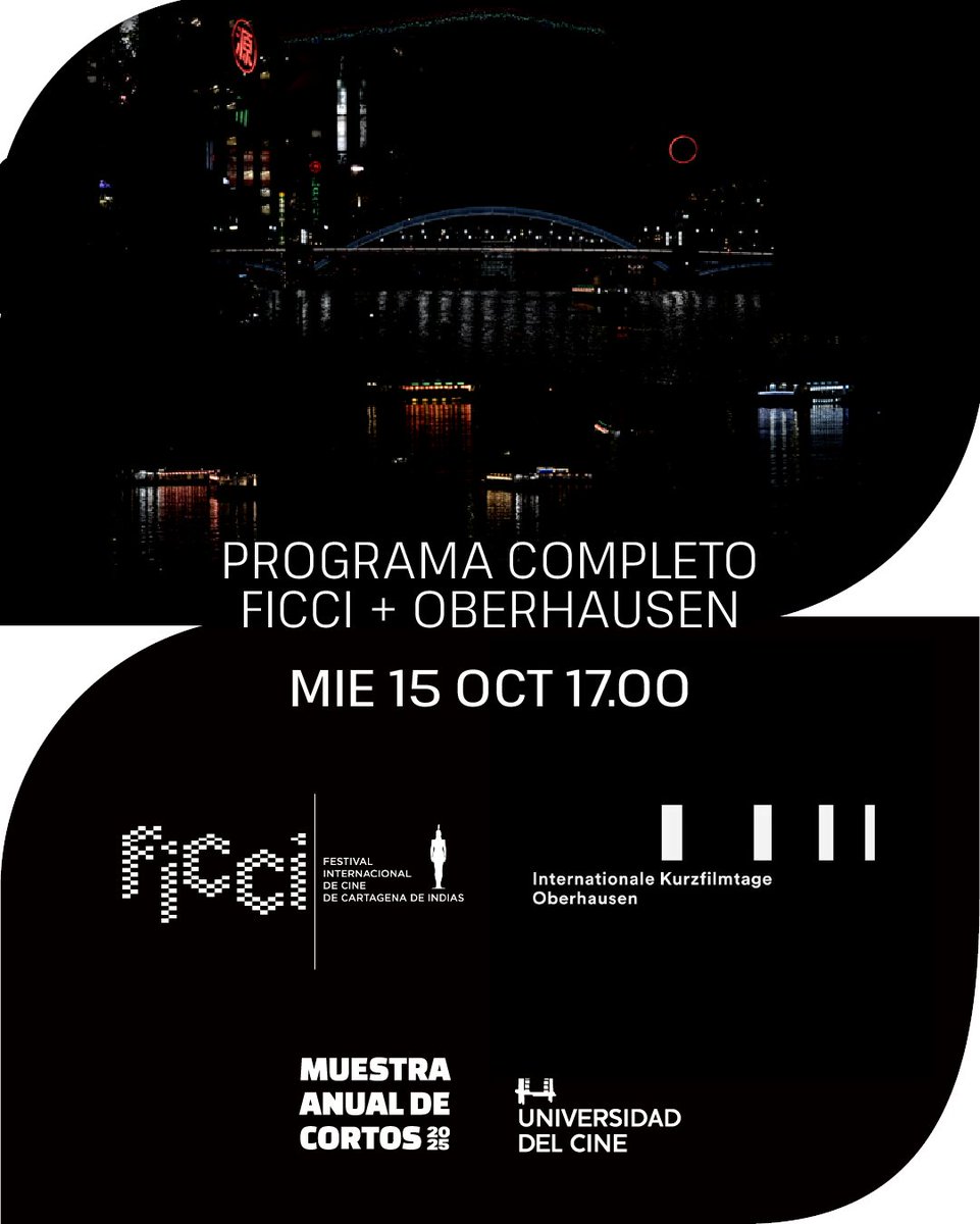 🎬 Este jueves 16/10 a las 17.00 proyectaremos la programación completa de los cortos seleccionados por el FICCI y el Festival de Oberhausen para la Muestra de Cortos 2025🎞️

📍 Pasaje Giuffra 330, San Telmo
🎟️ Entrada libre y gratuita
👉 ucine.edu.ar/actividades/pr…