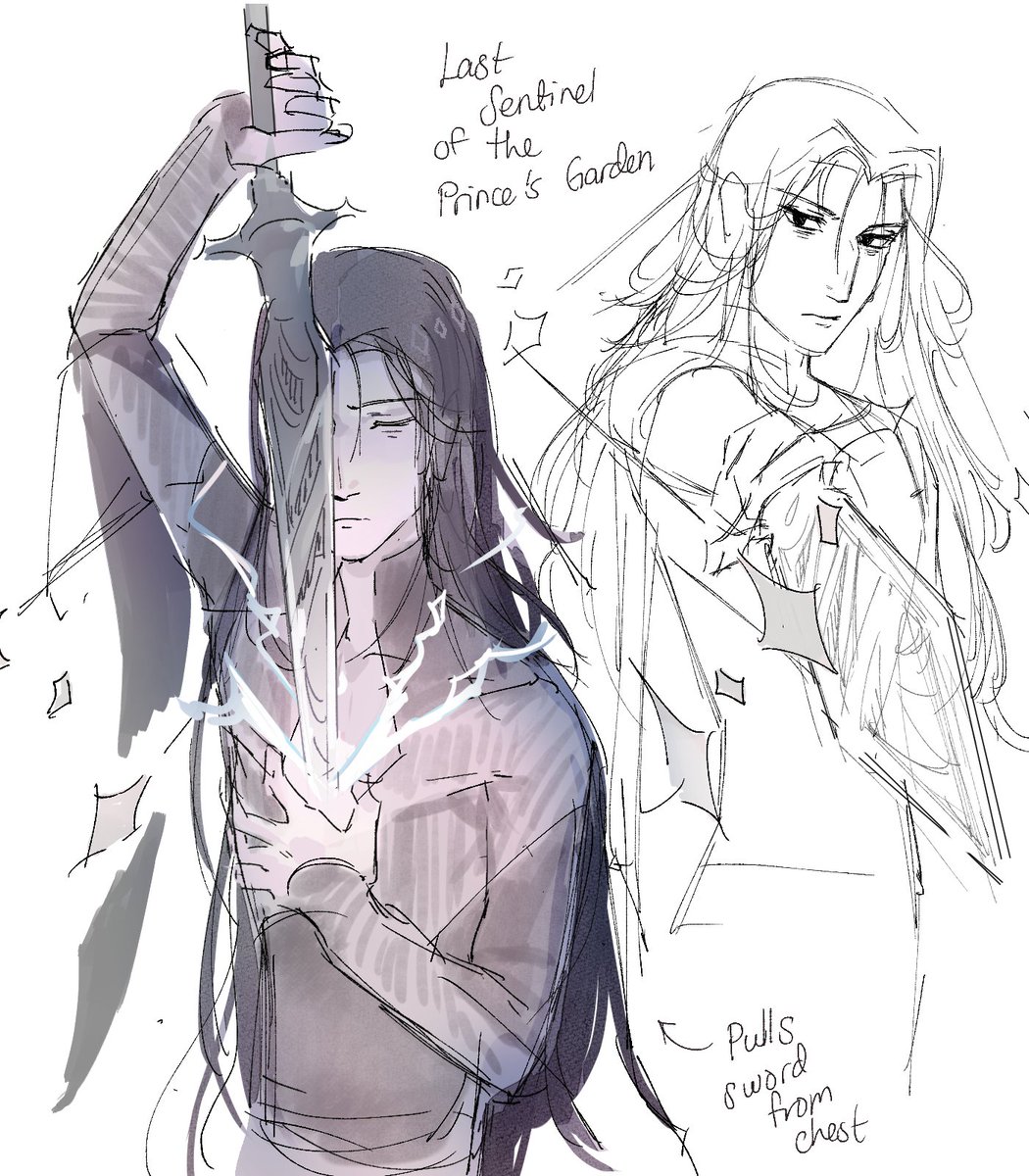 feliandpoy's tweet image. High fantasy protag Lily and Sev as the childhood friend turned rival 
(ashdfhalks also an excuse to draw Sev with a sword and Lily with a claymore)
#severussnape #lilyevans