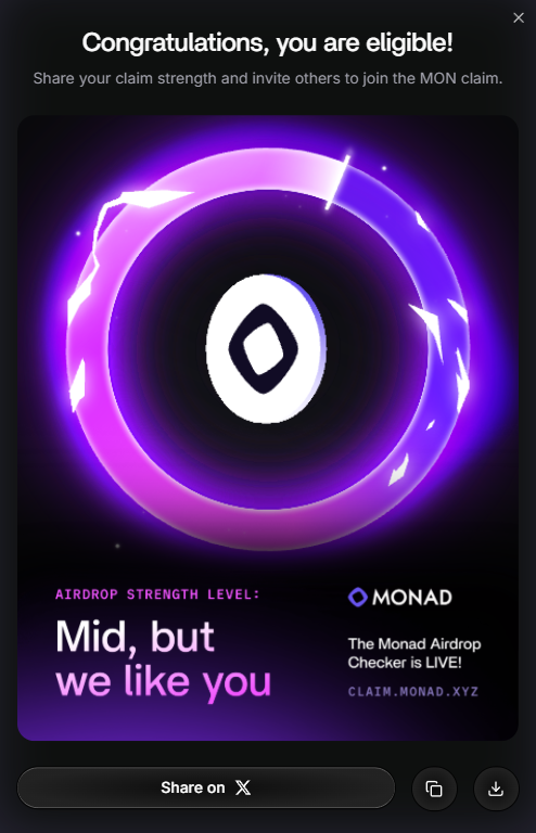 CryptoRank (@rankx_web3) on Twitter photo Congratulations, you are eligible! gMONAD see you on october 28th 🎁 <a href="/monad/">Monad (mainnet arc)</a> Congratulations, you are eligible! gMONAD see you on october 28th 🎁 <a href="/monad/">Monad (mainnet arc)</a>