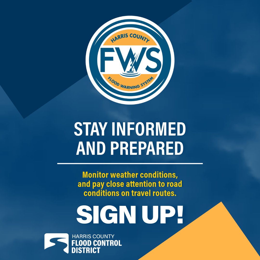 hcfcd's tweet image. Hurricane season isn’t over!
Stay alert with real-time updates on rainfall and bayou levels.
📲 Sign up for Flood Warning System (FWS) alerts today: fwsalerts.org